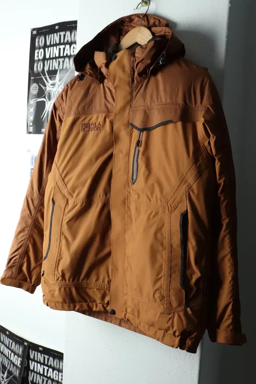 (L-XL) 휠라 패딩 점퍼자켓 풀내피 구스다운 브라운-16316 상품이미지1