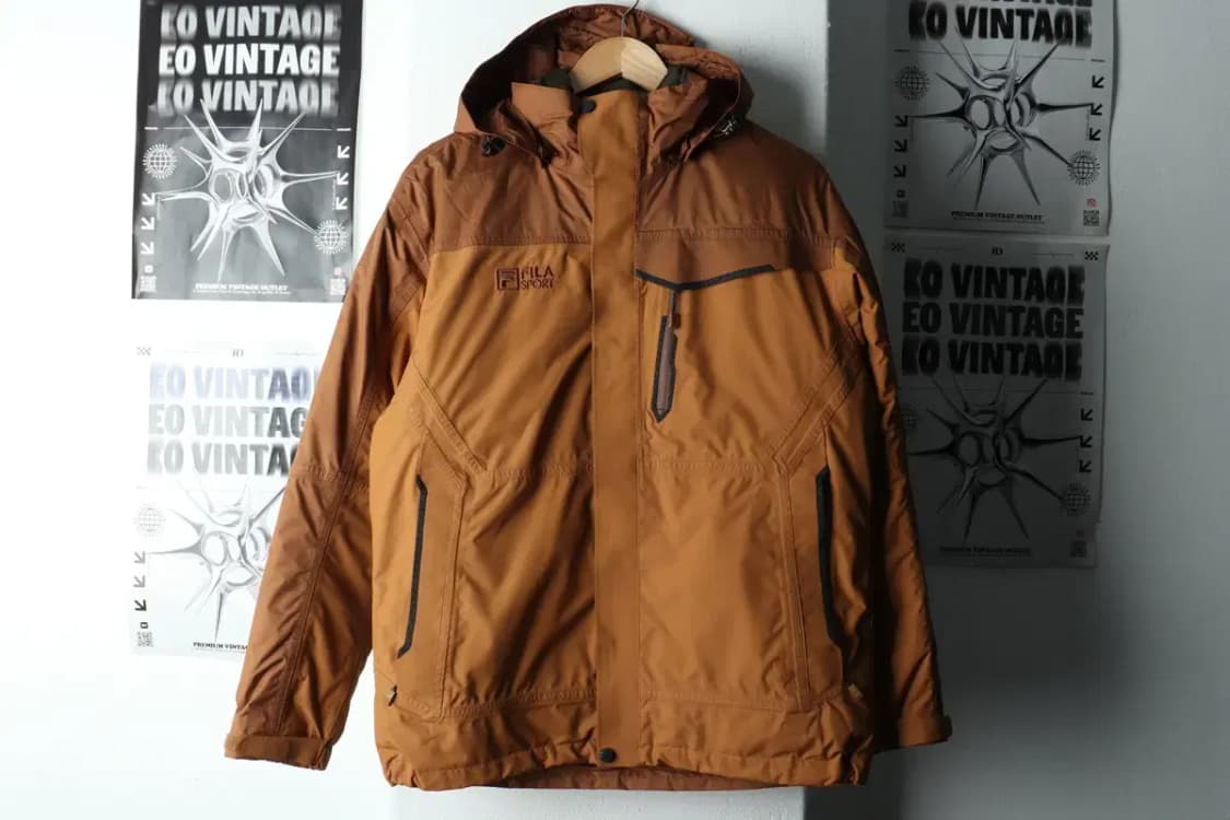 (L-XL) 휠라 패딩 점퍼자켓 풀내피 구스다운 브라운-16316 상품이미지3