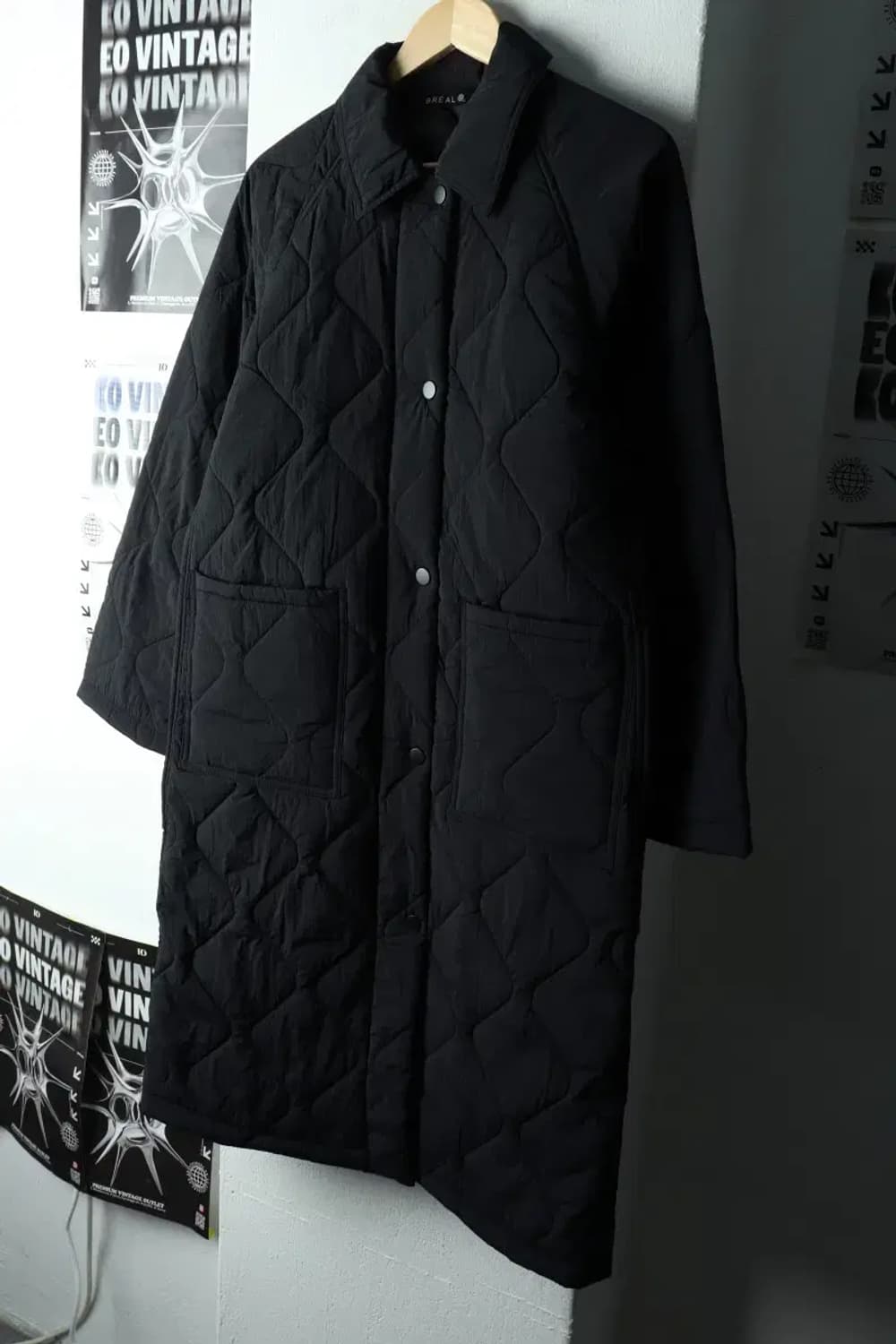 W(M) 브랜드빈티지 패딩 점퍼자켓 퀄팅 블랙 롱-1631F 상품이미지1