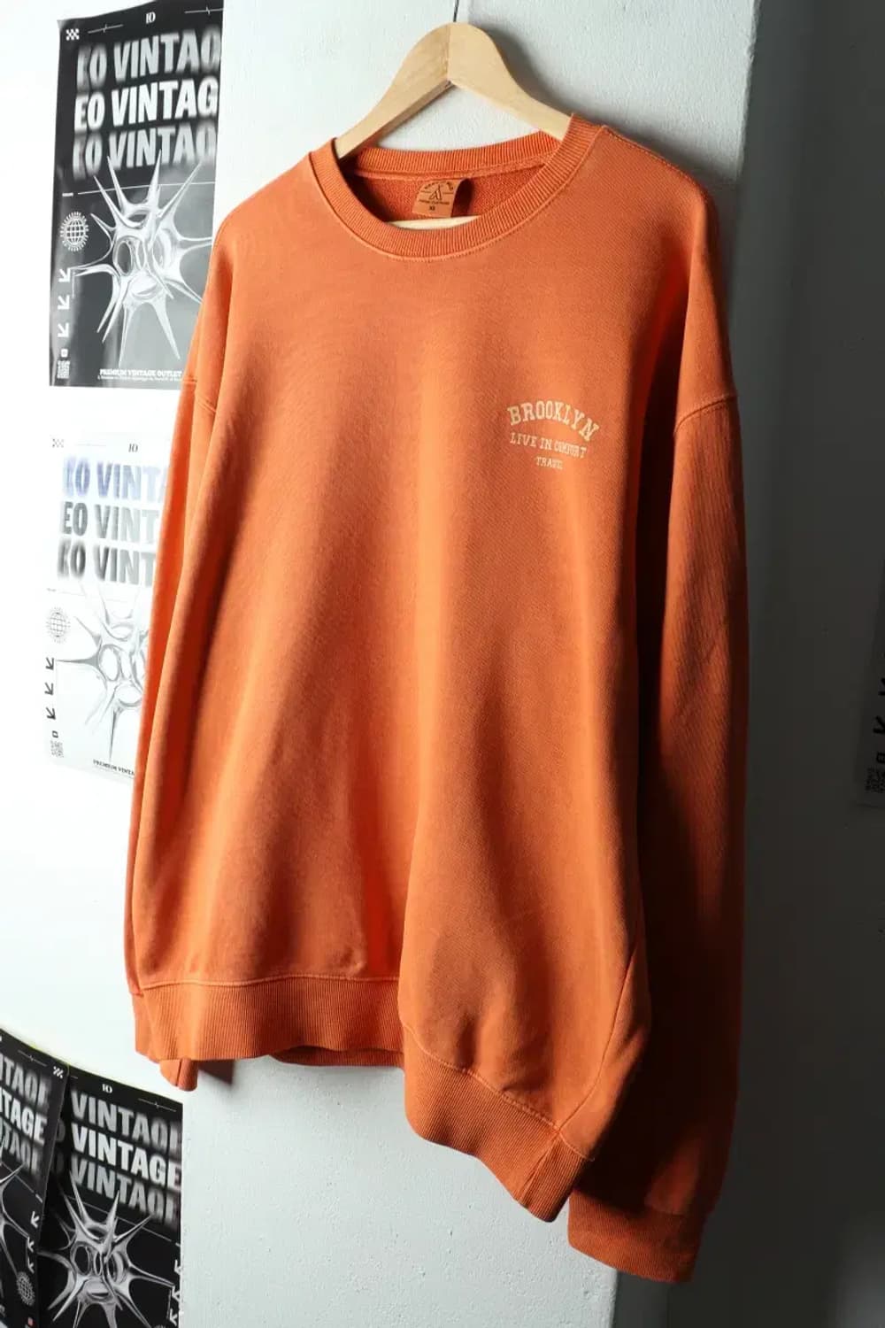 (XL) 트레블 맨투맨 티셔츠 피그먼트 주황 올드스쿨-16321 상품이미지1