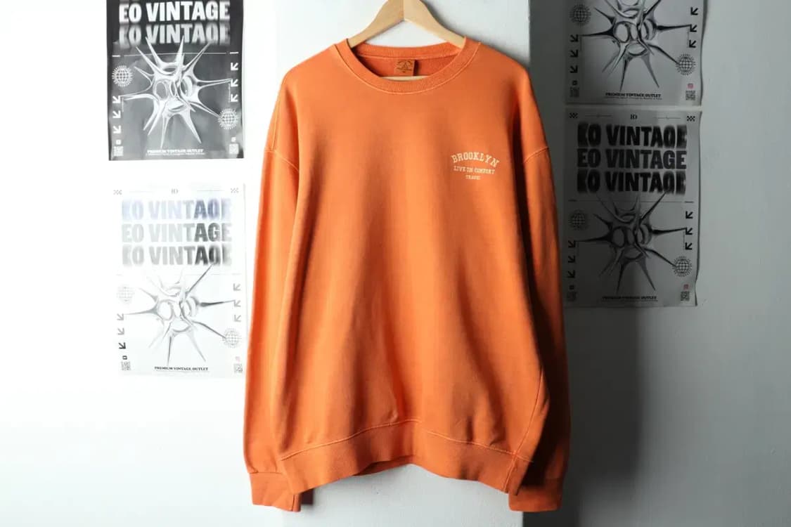 (XL) 트레블 맨투맨 티셔츠 피그먼트 주황 올드스쿨-16321 상품이미지2