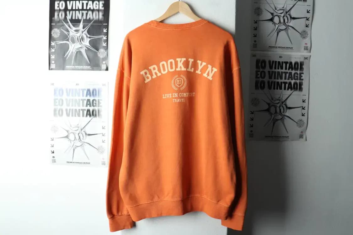 (XL) 트레블 맨투맨 티셔츠 피그먼트 주황 올드스쿨-16321 상품이미지6