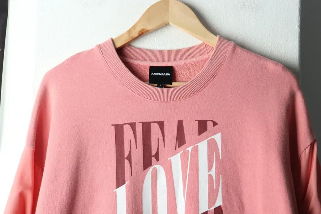 W(S-M) 브랜드빈티지 맨투맨 티셔츠 박시 핑크 배색소재-16325 상품이미지3