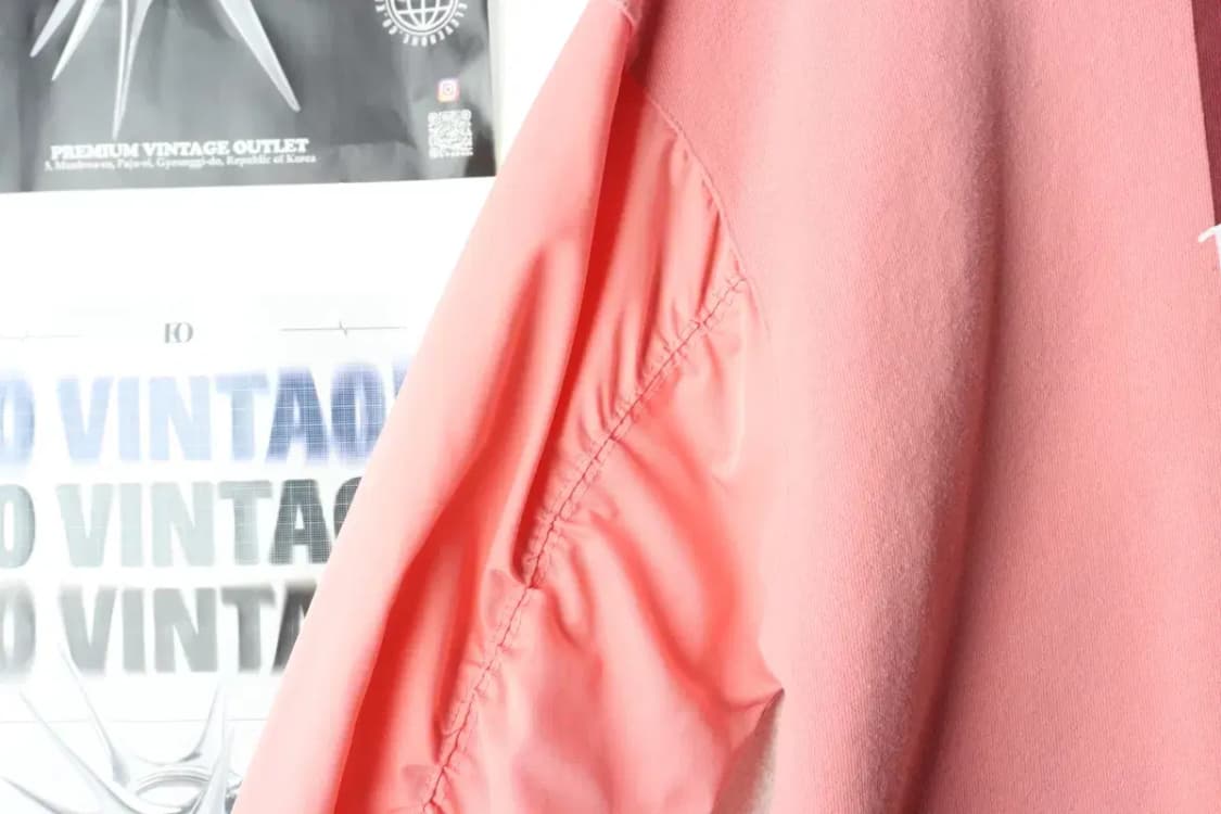 W(S-M) 브랜드빈티지 맨투맨 티셔츠 박시 핑크 배색소재-16325 상품이미지6