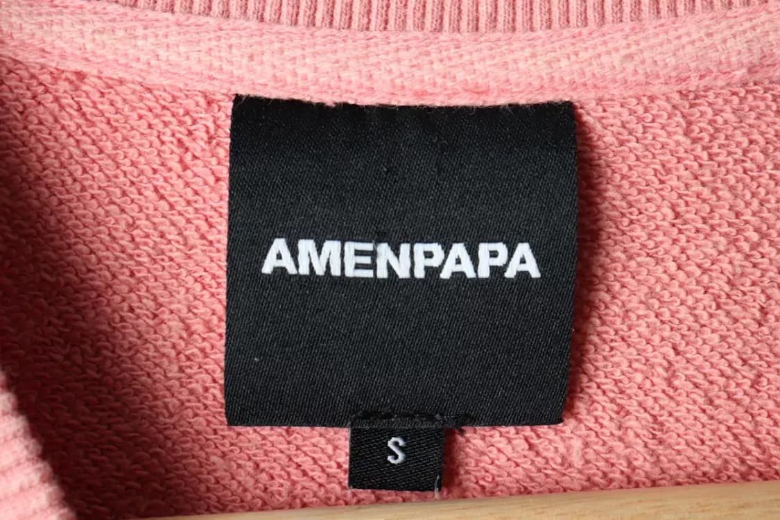 W(S-M) 브랜드빈티지 맨투맨 티셔츠 박시 핑크 배색소재-16325 상품이미지8