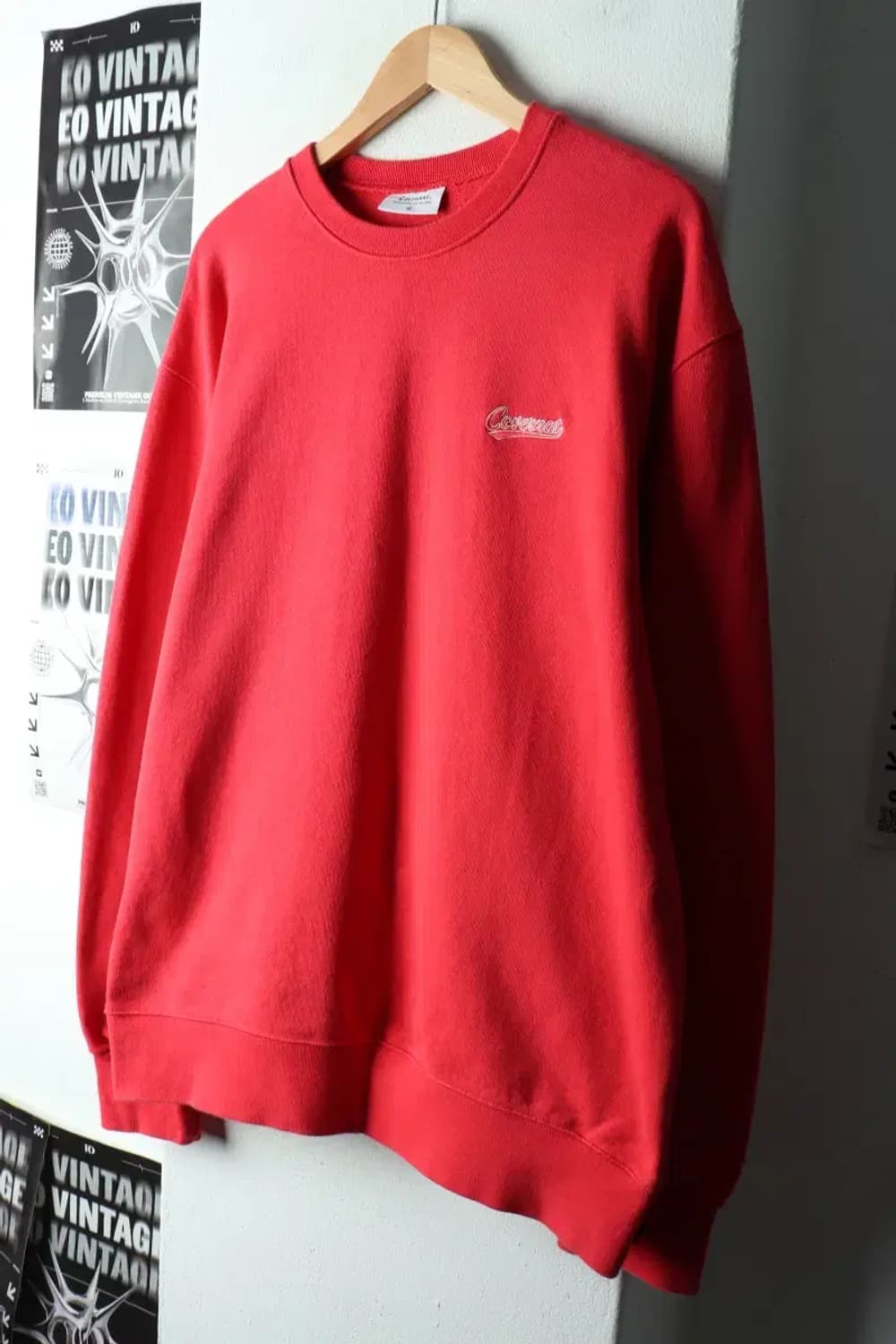 (XL-2XL) 커버낫 맨투맨 티셔츠 루즈핏 레드 올드스쿨-16329 상품이미지1