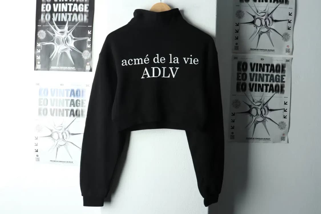 W(L) 아크메드라비 맨투맨 티셔츠 반집업 크롭 블랙-1632A 상품이미지6