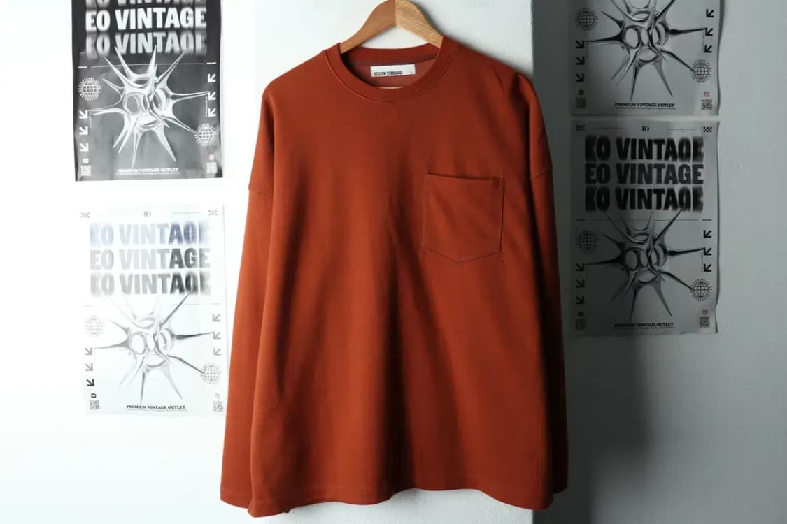 (L-XL) 비슬로우 긴팔티셔츠 포켓 무지 브라운-1632E 상품이미지2