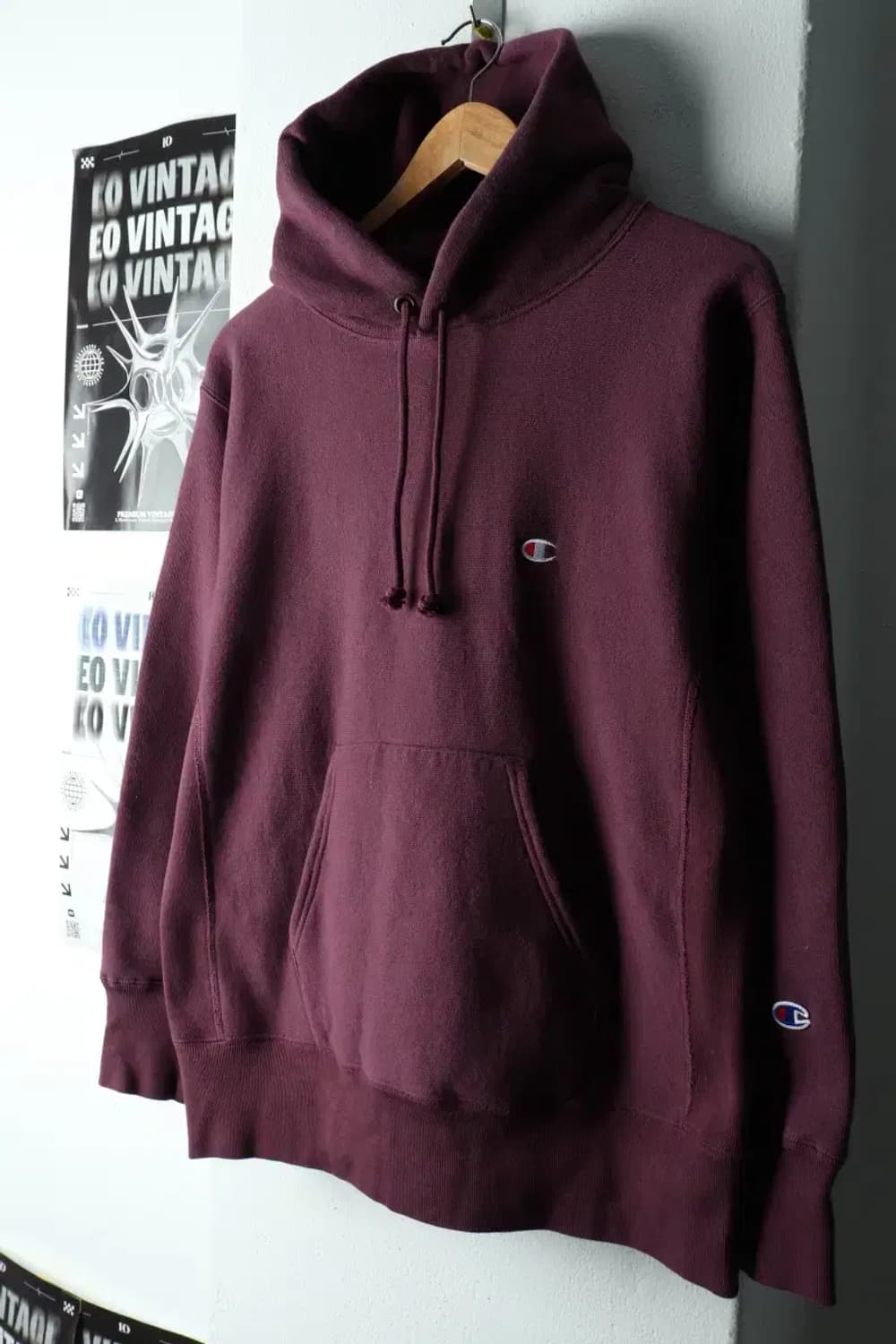 (M-L) 챔피온 후드티셔츠 리버스위브 퍼플 기모 올드스쿨-16331 상품이미지1