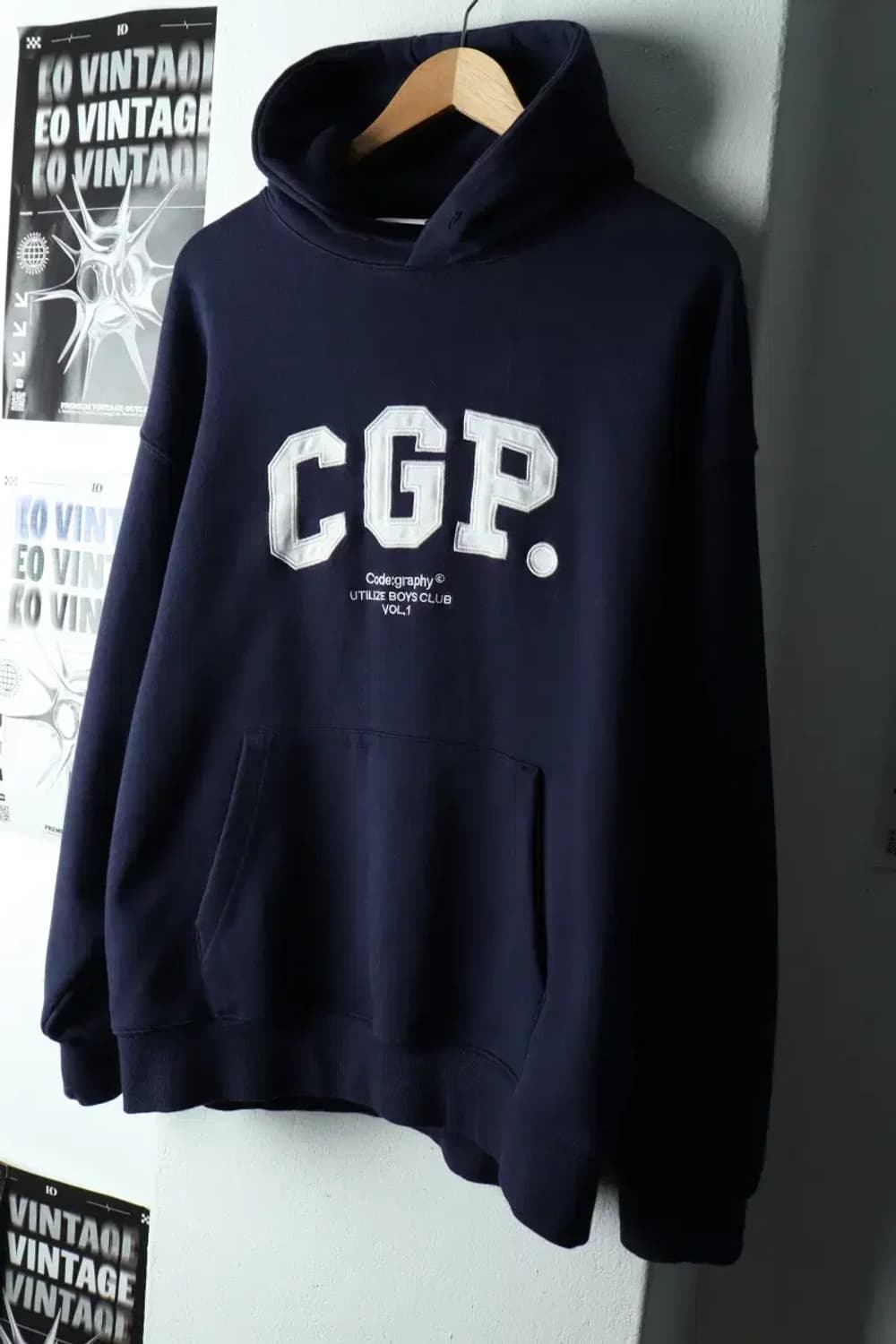 (L) 코드그라피 후드티셔츠 빅로고 네이비 올드스쿨-16332 상품이미지1