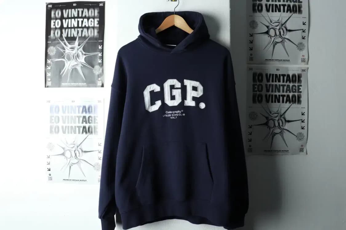 (L) 코드그라피 후드티셔츠 빅로고 네이비 올드스쿨-16332 상품이미지2