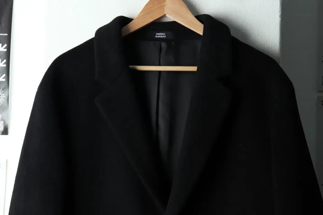 (L-XL) 무신사 스탠다드 코트자켓 싱글 캐시미어 블랙-16336 상품이미지3