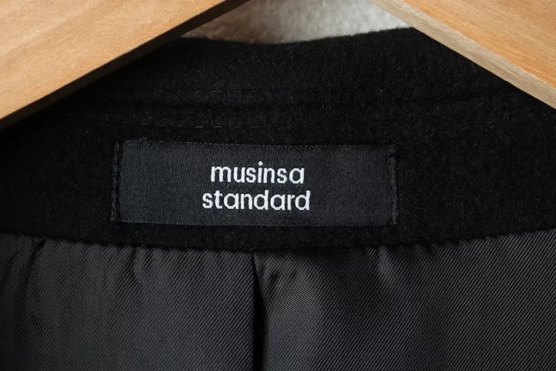 (L-XL) 무신사 스탠다드 코트자켓 싱글 캐시미어 블랙-16336 상품이미지5