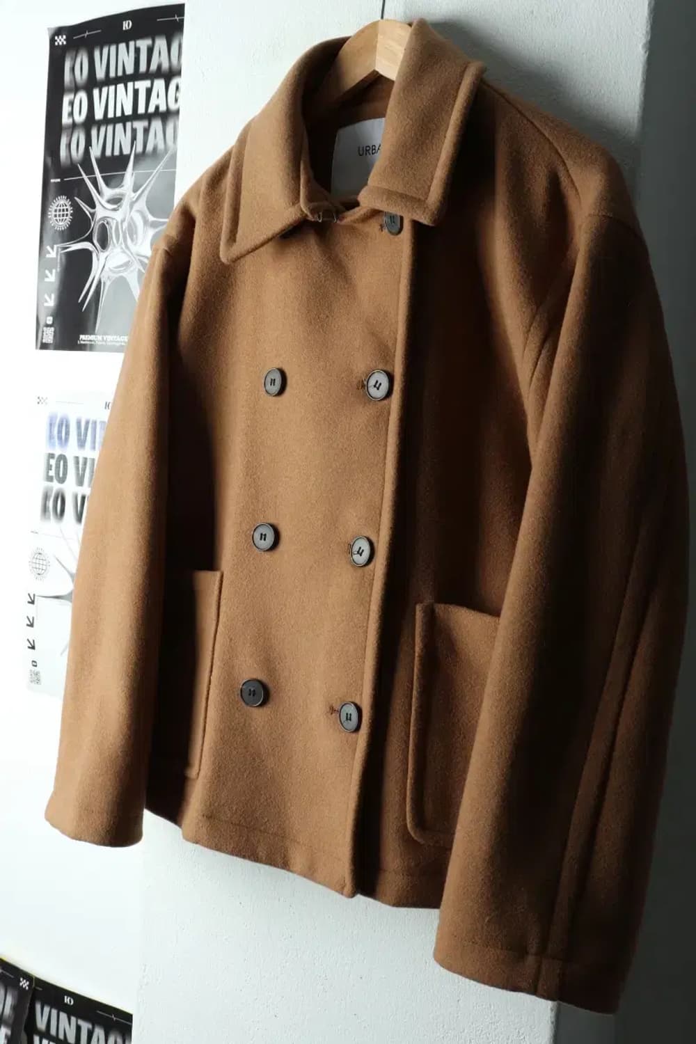 W(M-L) 랩 코트자켓 숏 더블 울 카멜-1633B 상품이미지1