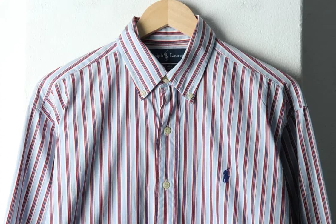 (M-L) 폴로 랄프로렌 셔츠 남방 스트라이프 블루 포니-1633D 상품이미지3