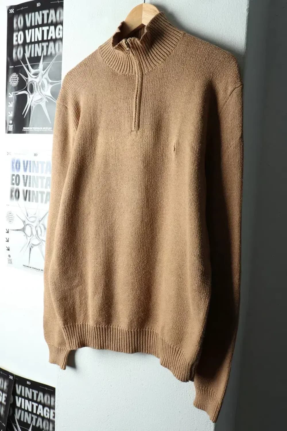 (M-L) 폴로 랄프로렌 니트 사용감 반집업 브라운 포니-1633E 상품이미지1