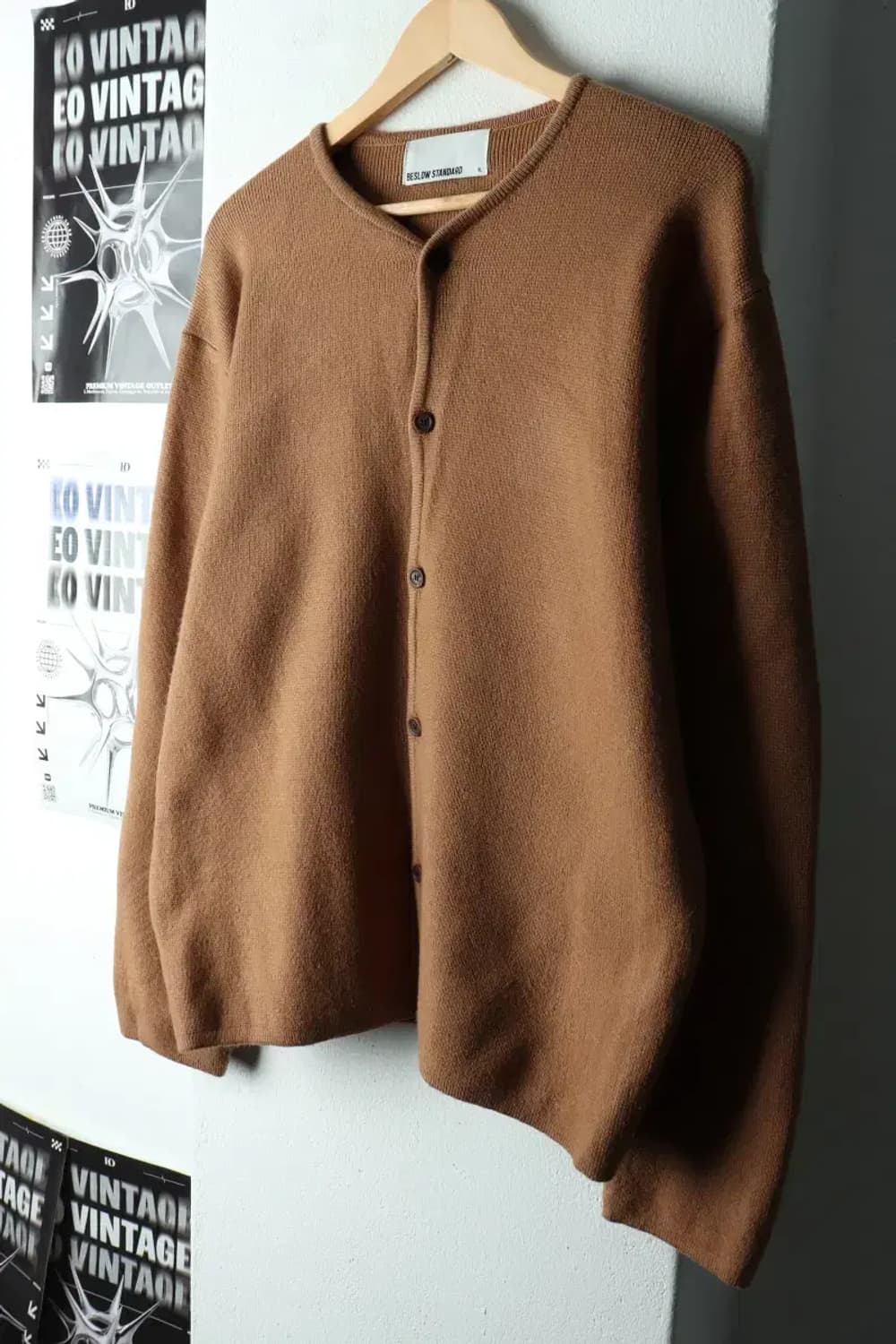 (XL-2XL) 비슬로우 니트 가디건 브라운 아메카지-16341 상품이미지1