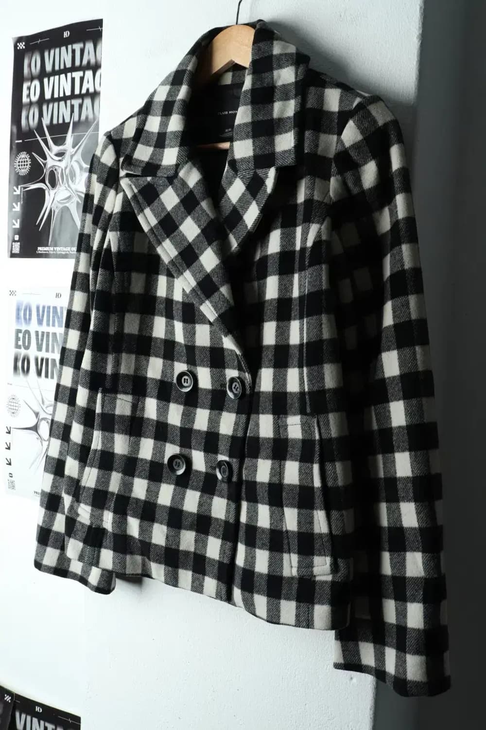 W(M-L) 클럽모나코 코트자켓 한섬 숏 캐시미어 체커보드-16349 상품이미지1
