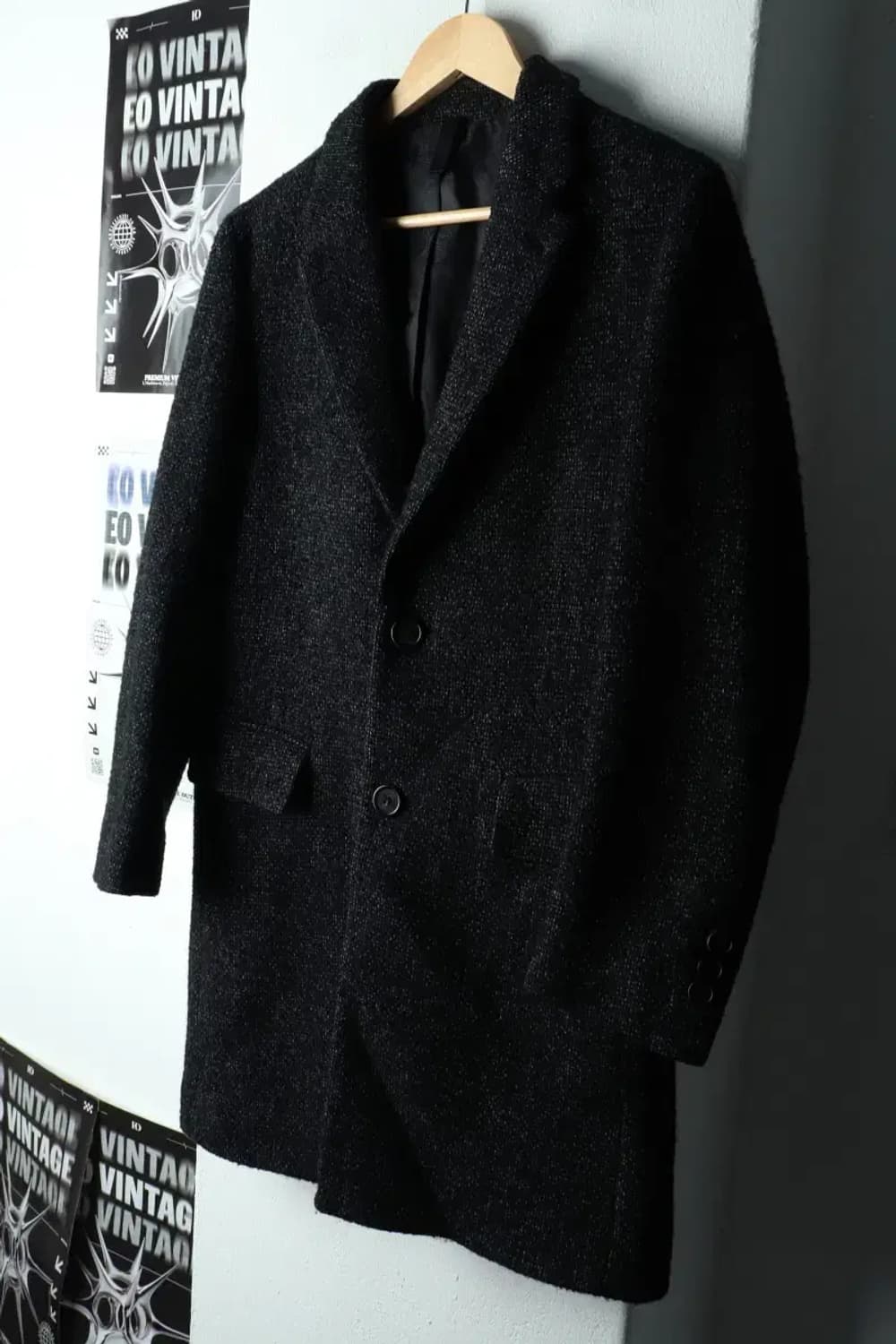 (M-L) 커스텀멜로우 코트자켓 싱글 블랙 울-16351 상품이미지1