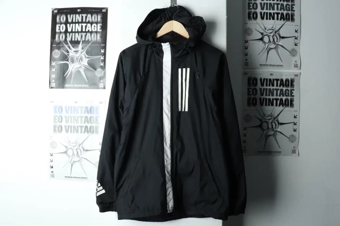 (M-L) 아디다스 집업 바람막이 점퍼자켓 블랙 삼선 올드스쿨-1635A 상품이미지2