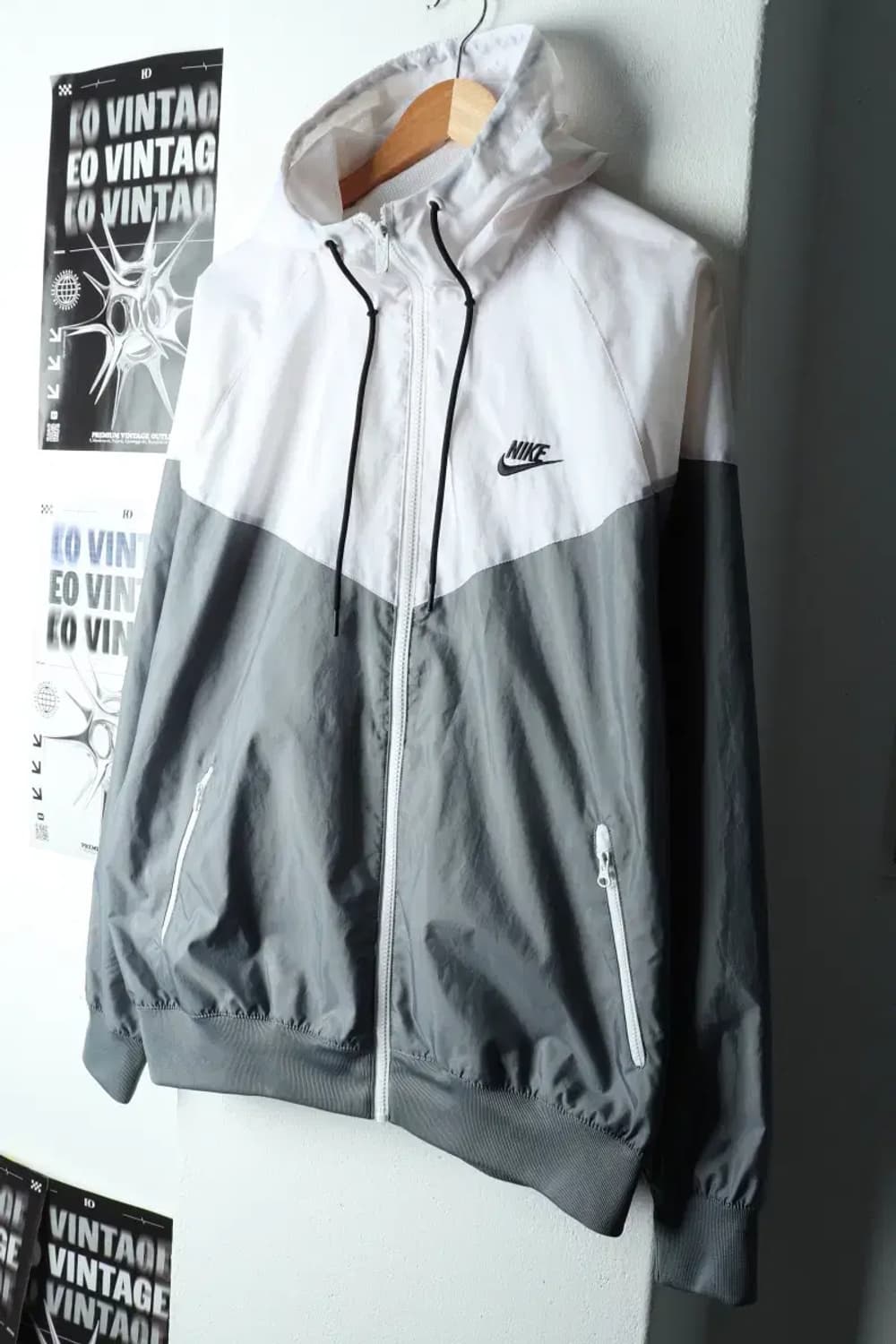 (L-XL) 나이키 집업 바람막이 점퍼자켓 윈드러너 화이트-1635B 상품이미지1