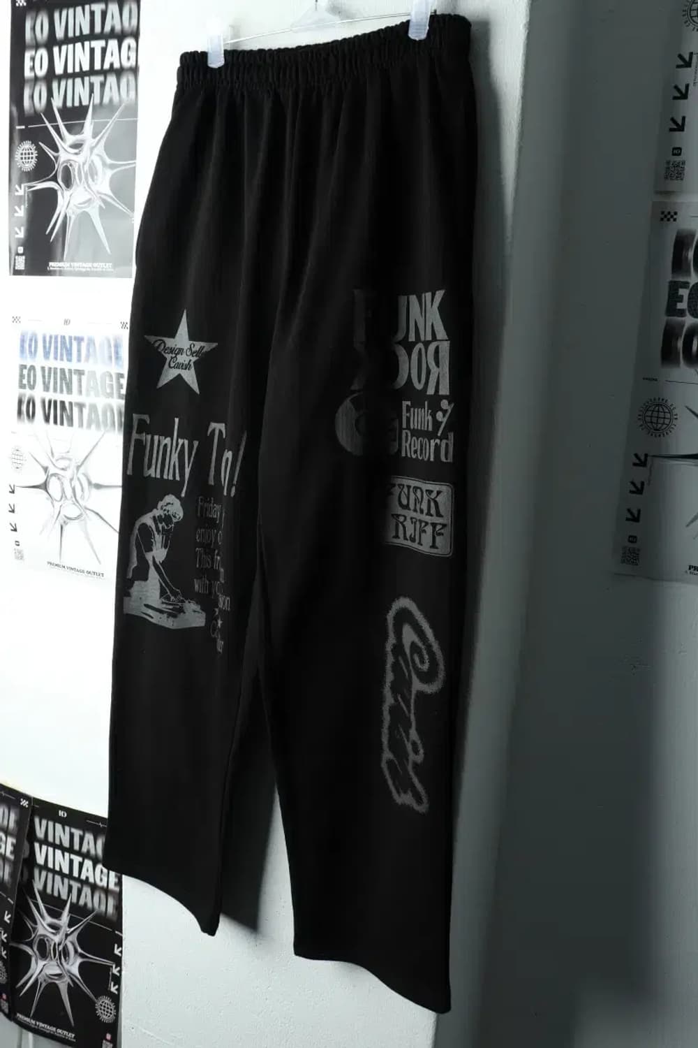 (S-M) 키비시 트레이닝복 바지 블랙 밴딩 올드스쿨 희귀-2266 상품이미지1