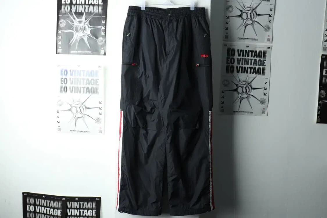 (M-L) 휠라 트레이닝복 바지 00년대 우븐 블랙 올드스쿨-226B 상품이미지2