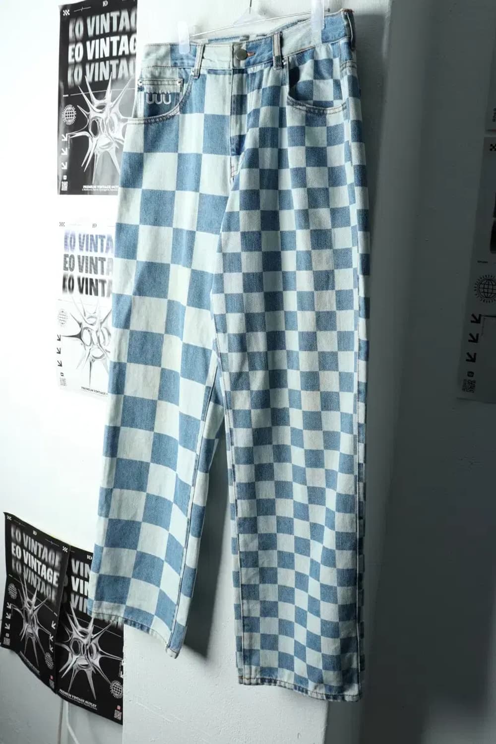 (M-L) 이스트쿤스트 청바지 데님 체커보드 연청 스트릿-2276 상품이미지1