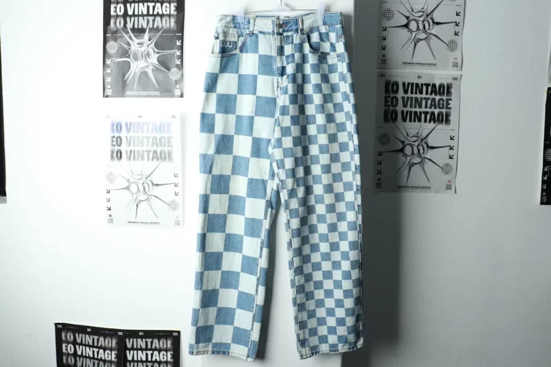 (M-L) 이스트쿤스트 청바지 데님 체커보드 연청 스트릿-2276 상품이미지2