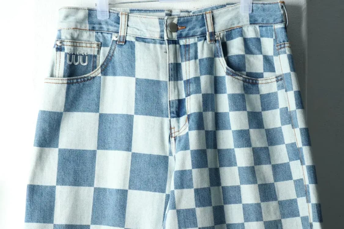 (M-L) 이스트쿤스트 청바지 데님 체커보드 연청 스트릿-2276 상품이미지3