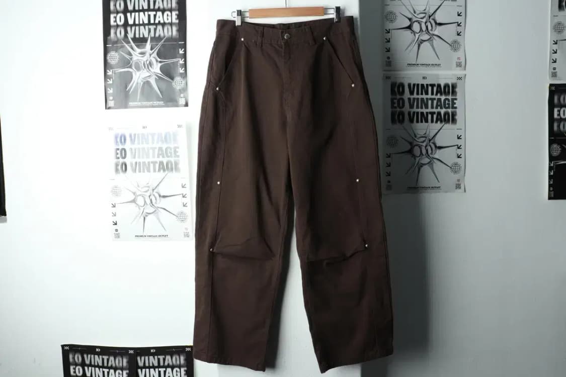 (L-XL) 제멋 면바지 팬츠 와이드 브라운 스트릿-2280 상품이미지2