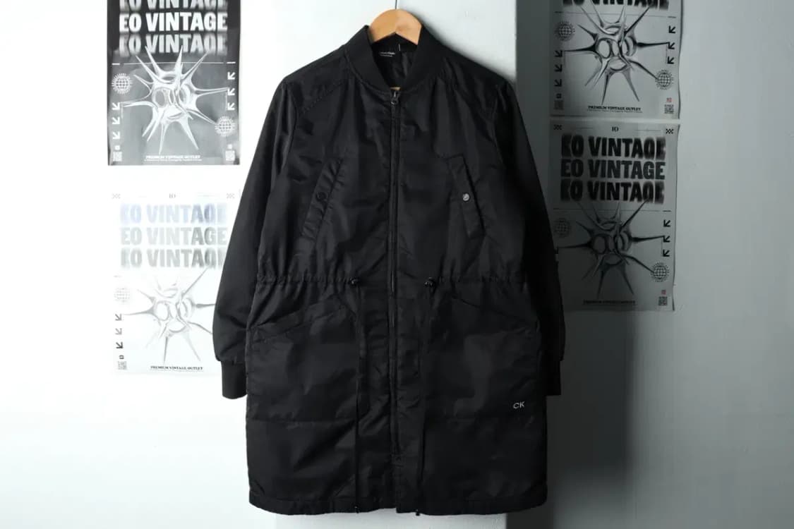 W(M-L) 캘빈클라인 집업 바람막이 점퍼자켓 항공 블랙 롱-16283 상품이미지2