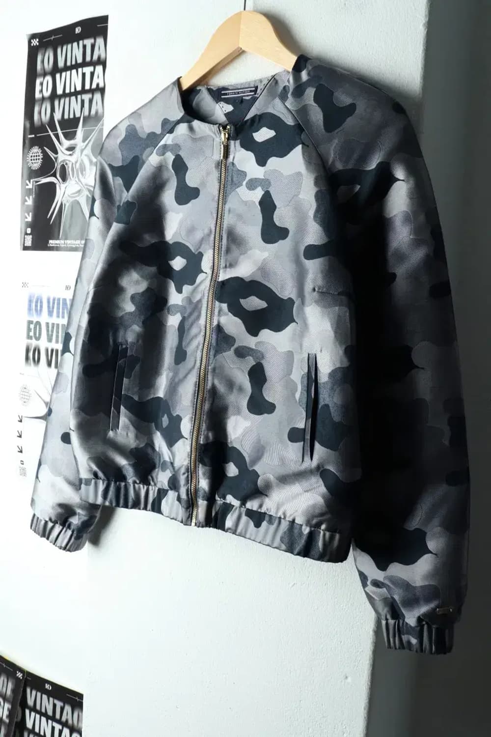 W(S) 타미힐피거 집업 바람막이 점퍼자켓 Y2K 새틴 카모-16286 상품이미지1