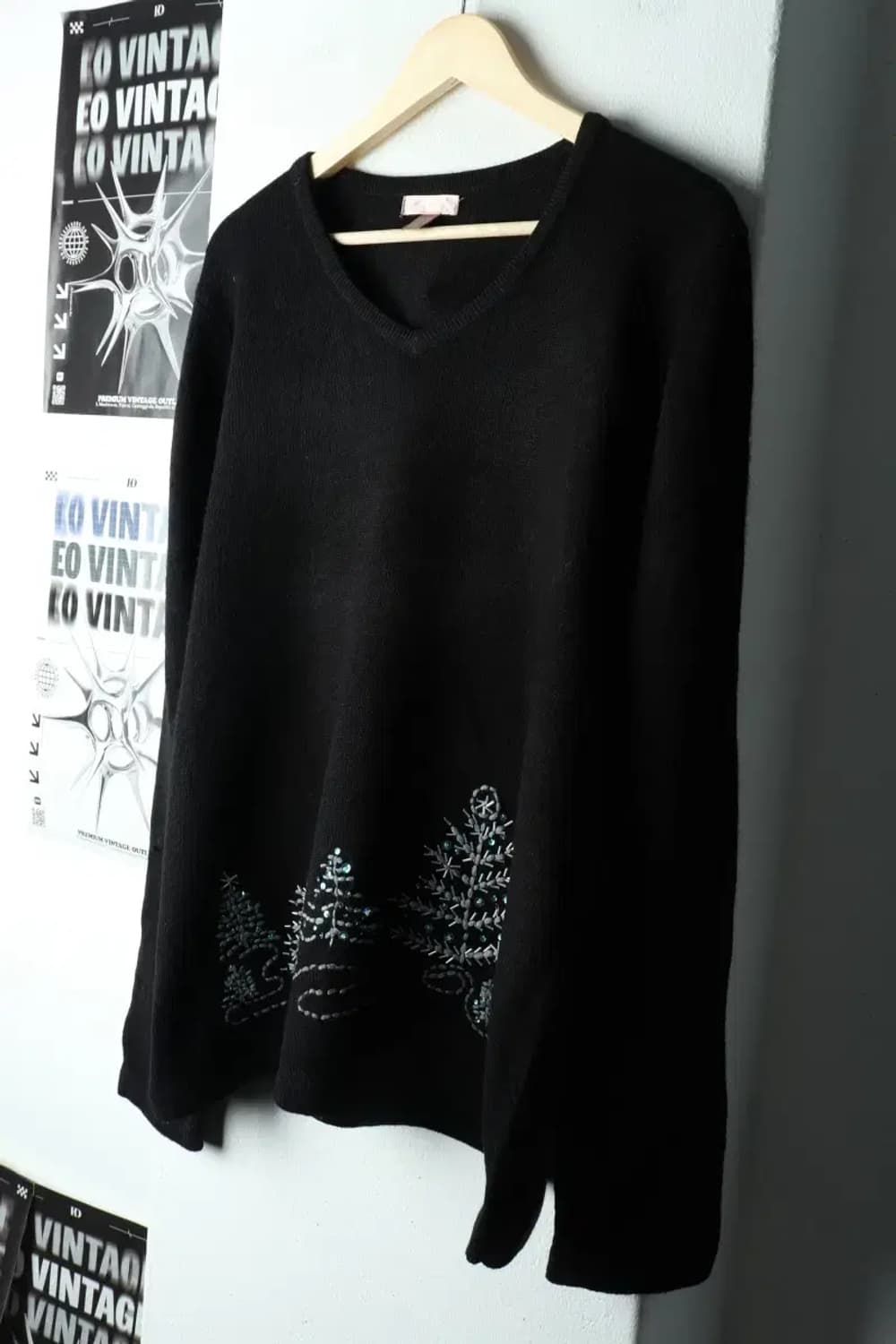 W(XL) 브랜드빈티지 니트 크리스마스 트리 블랙-16299 상품이미지1