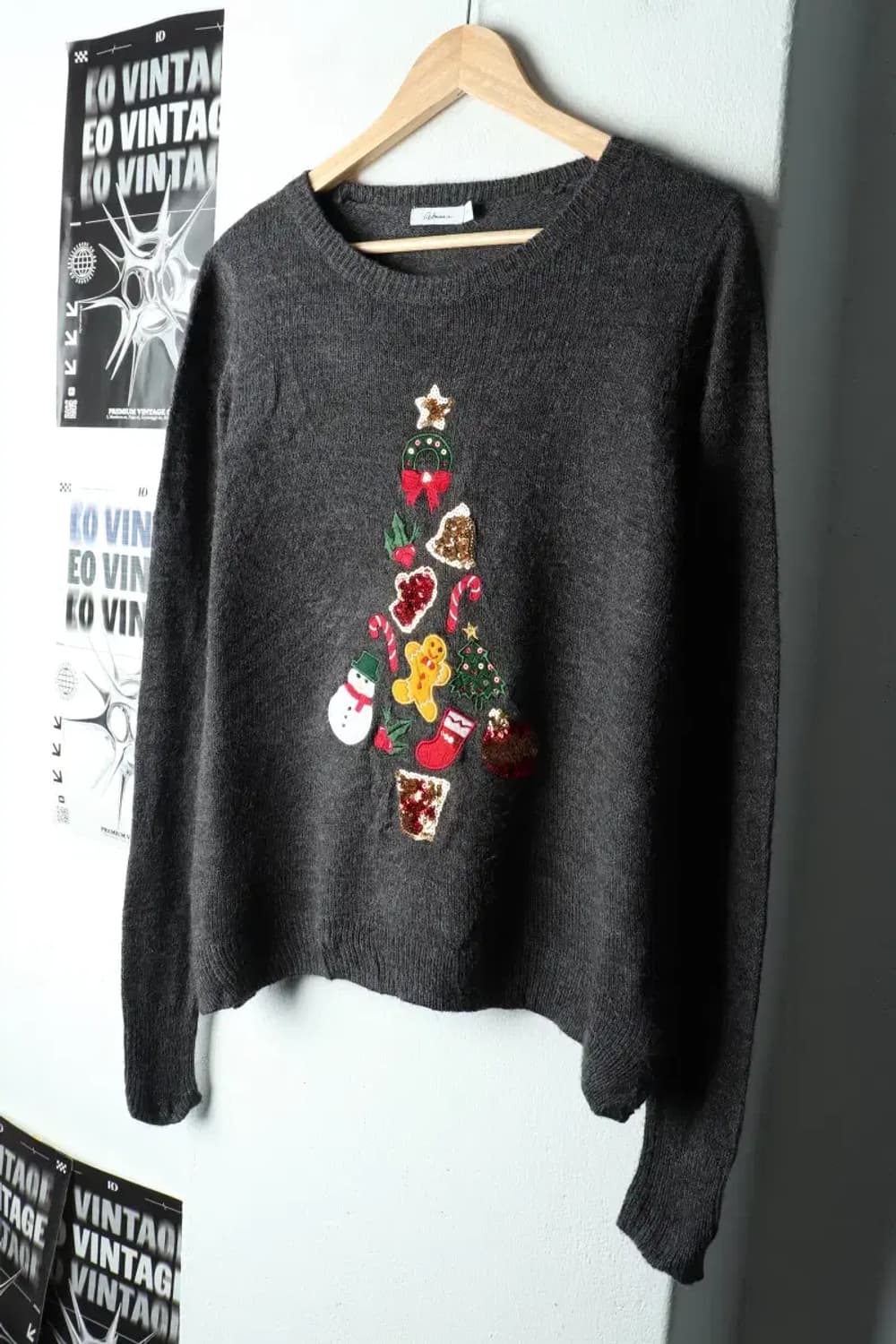 W(M-L) 브랜드빈티지 니트 크리스마스 트리 그레이-1629C 상품이미지1