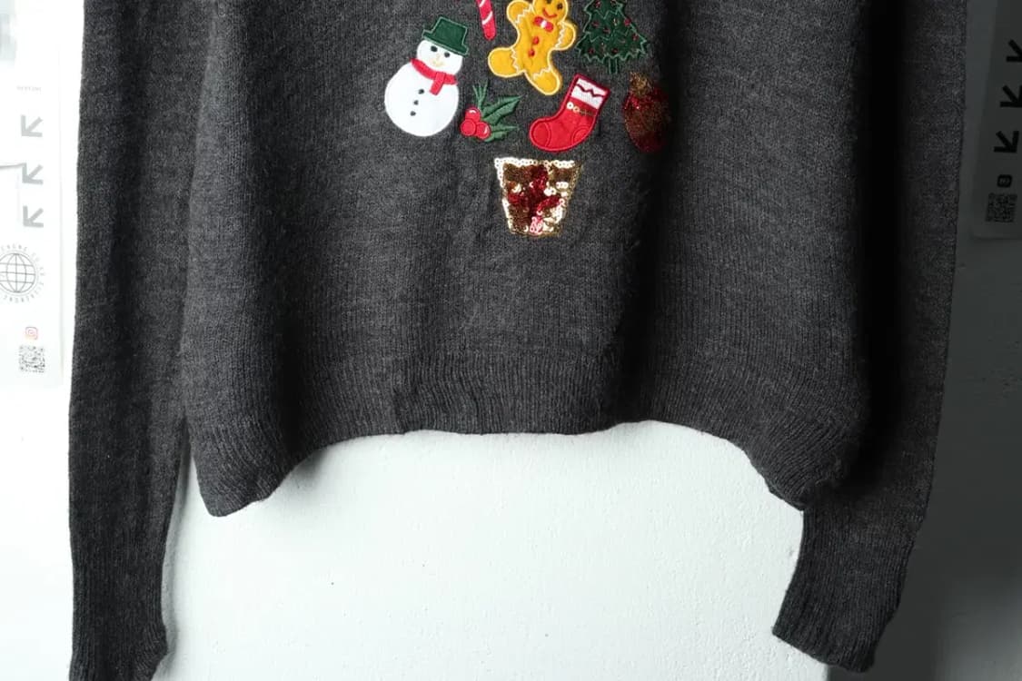 W(M-L) 브랜드빈티지 니트 크리스마스 트리 그레이-1629C 상품이미지4
