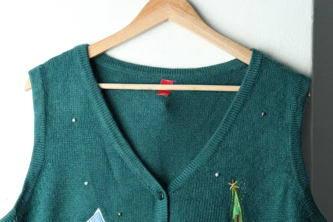 W(M-L) 브랜드빈티지 니트 크리스마스 조끼 가디건 트리-162A2 상품이미지3