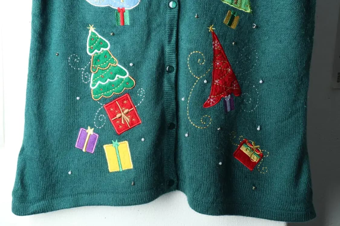 W(M-L) 브랜드빈티지 니트 크리스마스 조끼 가디건 트리-162A2 상품이미지4