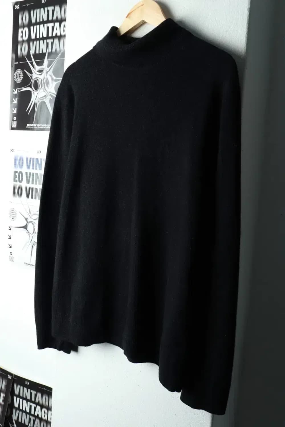 (L-2XL) 코스 니트 빅사이즈 목폴라 블랙 울-1639A 상품이미지1