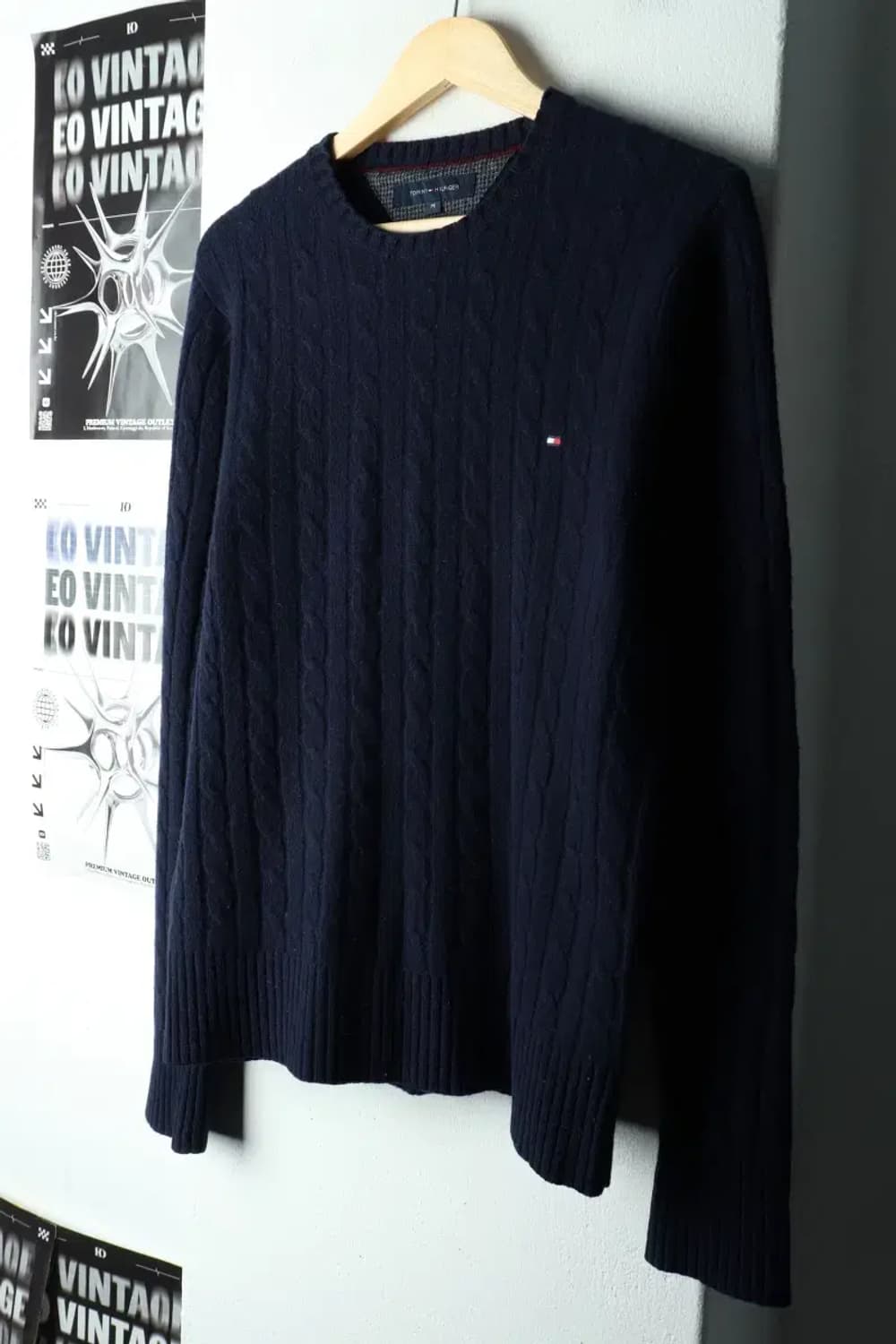 (M) 타미힐피거 니트 케이블 꽈배기 네이비-1639B 상품이미지1