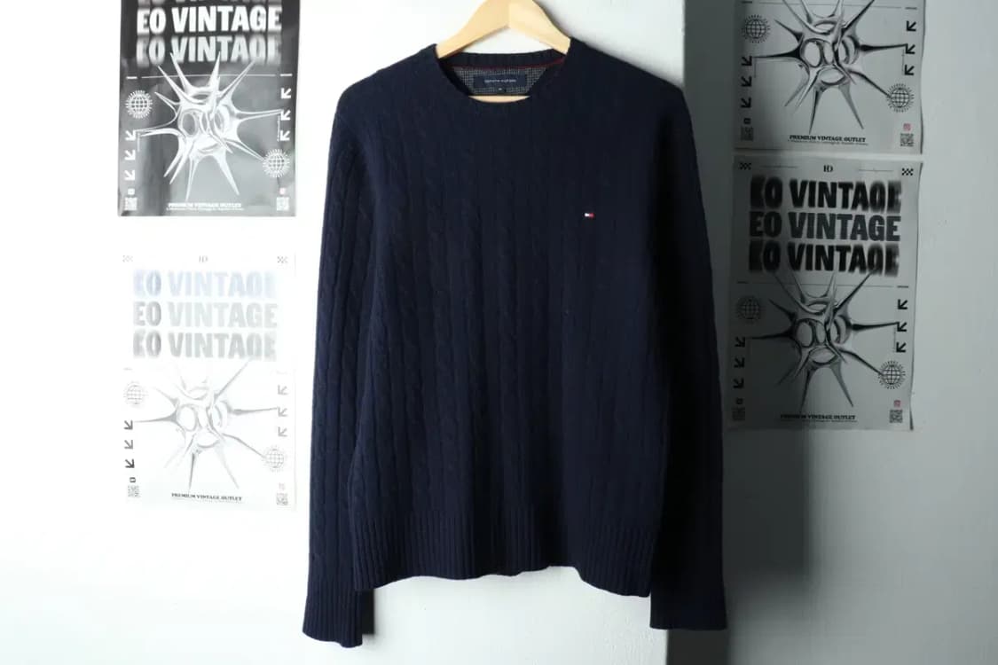(M) 타미힐피거 니트 케이블 꽈배기 네이비-1639B 상품이미지2