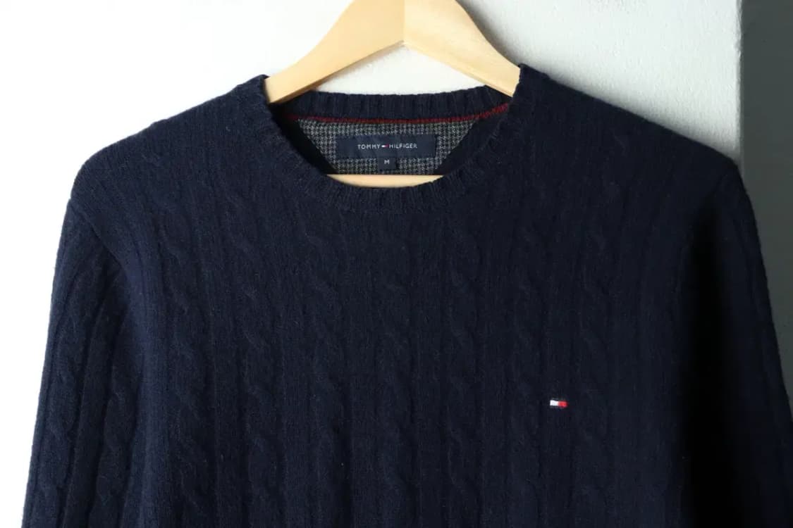 (M) 타미힐피거 니트 케이블 꽈배기 네이비-1639B 상품이미지3