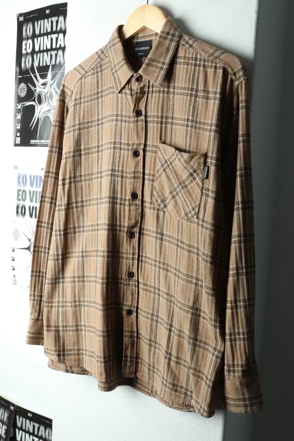 (M) 필루미네이트 셔츠 남방 체크 브라운 플란넬-1639C 상품이미지1
