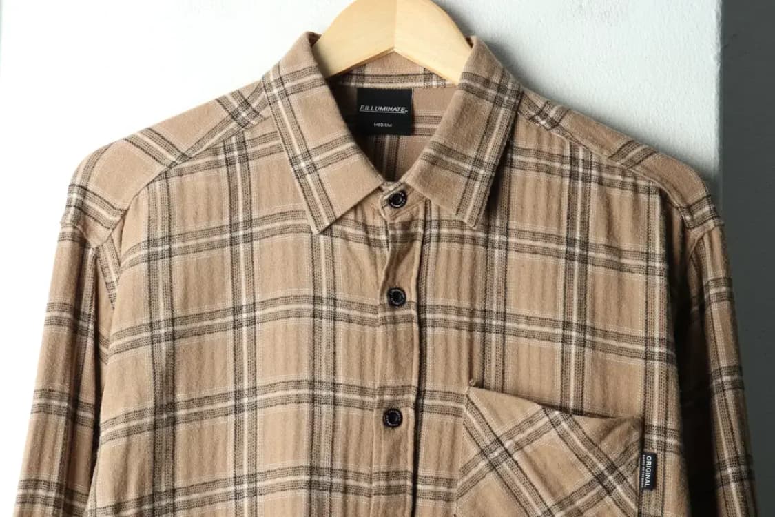 (M) 필루미네이트 셔츠 남방 체크 브라운 플란넬-1639C 상품이미지3