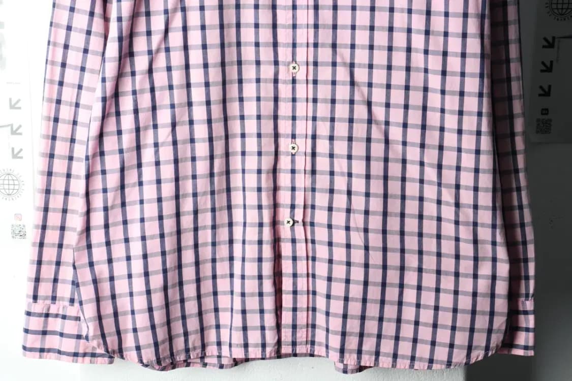 (2XL) 헨리코튼 셔츠 남방 빅사이즈 체크 핑크-1639D 상품이미지4