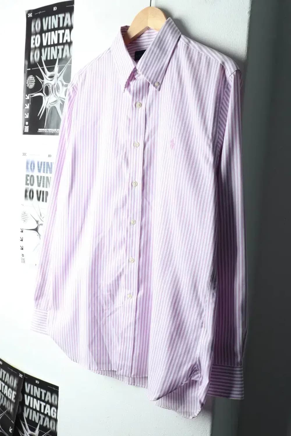 (L-XL) 폴로 랄프로렌 셔츠 남방 스트라이프 퍼플 포니-163A0 상품이미지1