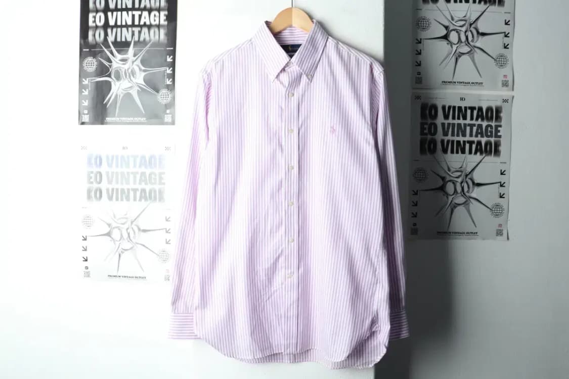 (L-XL) 폴로 랄프로렌 셔츠 남방 스트라이프 퍼플 포니-163A0 상품이미지2