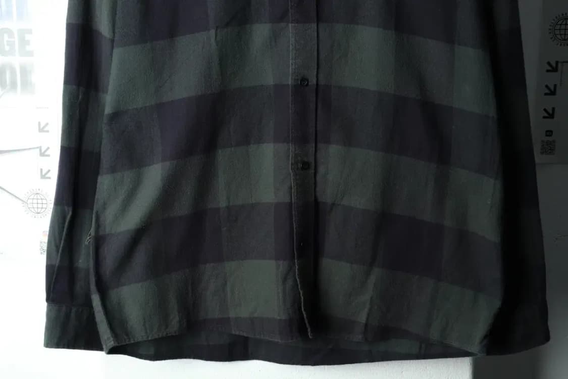 (S-M) 코스 셔츠 남방 사용감 체크 플란넬 그린-163A1 상품이미지4