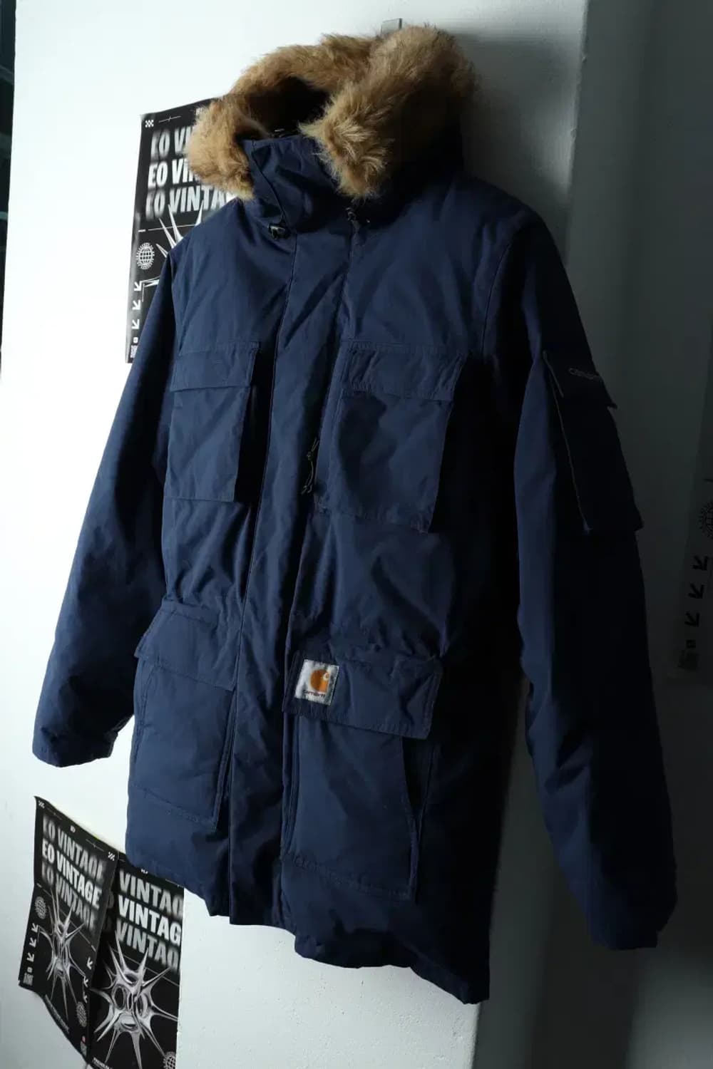 (S) 칼하트 패딩 점퍼자켓 야상 네이비 덕다운 개파카-163AE 상품이미지1