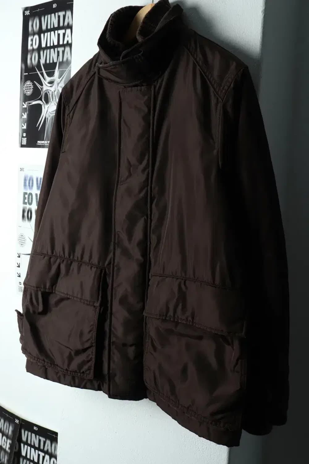 (M-L) 헨리코튼 패딩 점퍼자켓 내피 브라운 올드스쿨-163B2 상품이미지1